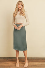 Load image into Gallery viewer, Solid Satin A-Line Midi Skirt
