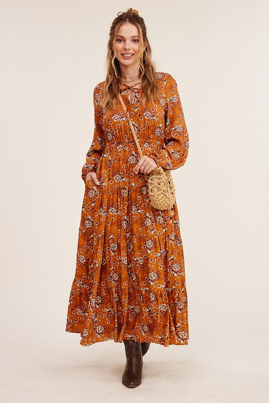 Floral Printed Front Keyhole Maxi dress