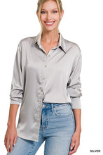 Load image into Gallery viewer, SATIN CHARMEUSE BUTTON FRONT SHIRT
