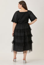 Load image into Gallery viewer, PLUS TIERED MIDI DRESS WITH RUFFLE HEM DETAIL
