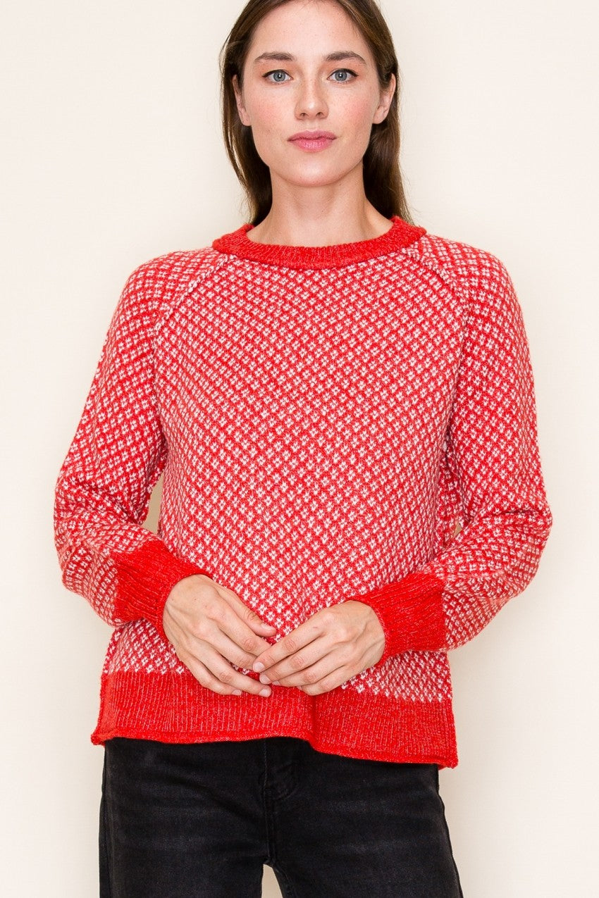 CREW NECK LONG BALLOON SLEEVE SWEATER