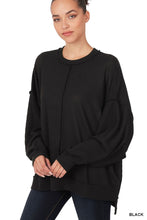 Load image into Gallery viewer, BRUSHED WAFFLE OVERSIZED EXPOSED-SEAM SWEATER
