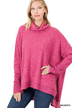 Load image into Gallery viewer, BRUSHED MELANGE COWL NECK PONCHO SWEATER
