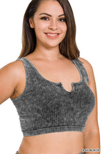Load image into Gallery viewer, WASHED RIBBED CROPPED KEYHOLE CUTOUT TANK

