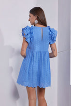 Load image into Gallery viewer, V Neck Emb Ruffle Romper Dress
