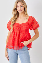 Load image into Gallery viewer, Sweetheart Neck Top w Bubble Sleeve
