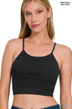 Load image into Gallery viewer, RIBBED SEAMLESS CROPPED CAMI WITH BRA PADS
