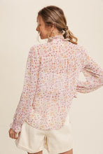 Load image into Gallery viewer, Sheer Ditsy Floral Ruffle Button Front Top
