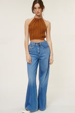 Load image into Gallery viewer, Open back neck tie ribbed knit sweater t
