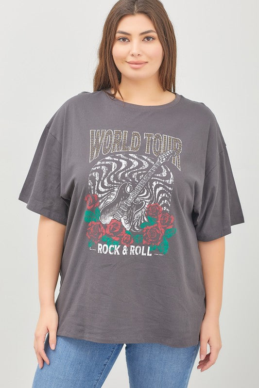 PLUS ROCK AND ROLL WORLD TOUR GRAPHIC TOP