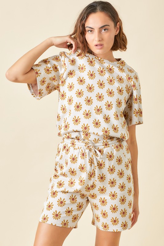 Sunflower Print Shorts (part of a set)