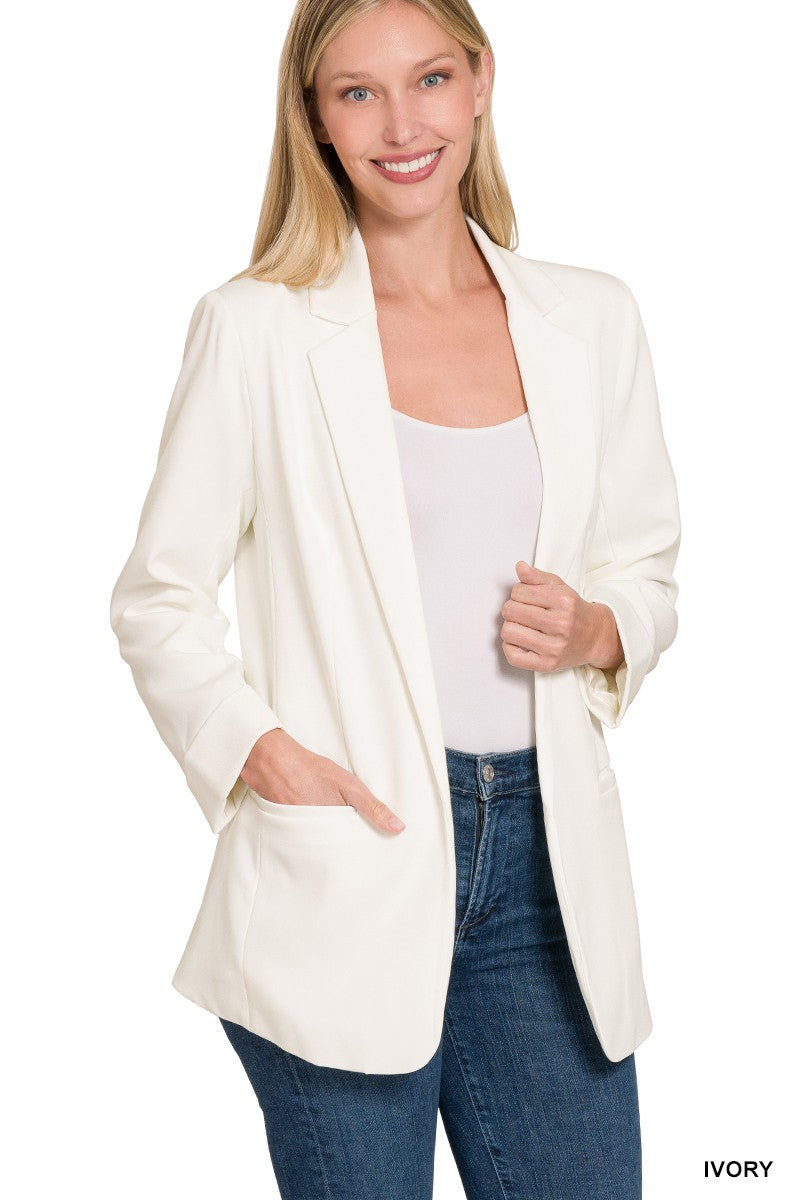 LONG SLEEVE OPEN FRONT CLASSIC BLAZER