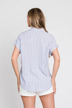 Load image into Gallery viewer, Stripe Linen Short sleeve top.
