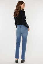 Load image into Gallery viewer, HIGH RISE CROSS OVER SLIM STRAIGHT JEANS
