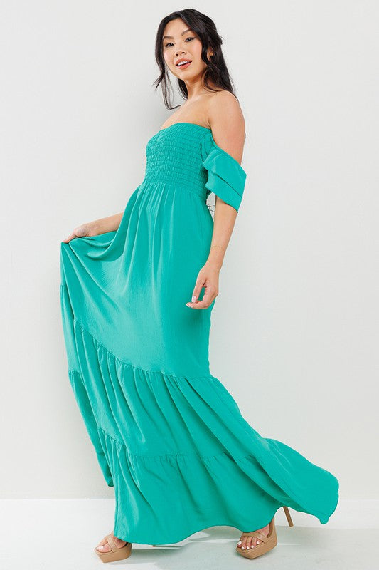 Flared Sleeve Tiered Maxi Dress  Dreams Boutique, LLC