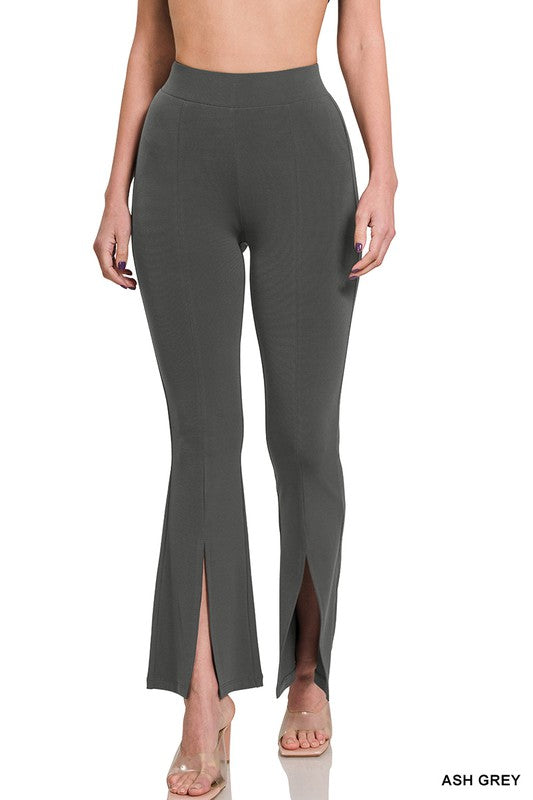 HIGH RISE FRONT SLIT FLARE PANTS