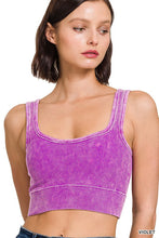 Load image into Gallery viewer, WASHED RIBBED SQUARE NECK WITH BRA PADS
