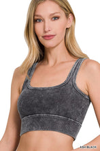 Load image into Gallery viewer, WASHED RIBBED SQUARE NECK WITH BRA PADS
