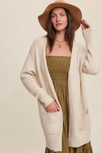 Load image into Gallery viewer, Two Pocket Open-Front Long Knit Cardigan
