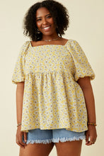Load image into Gallery viewer, Plus Floral Print Square Neck Puff Sleeve
