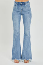 Load image into Gallery viewer, HIGH RISE DISTRESSED FLARE JEANS
