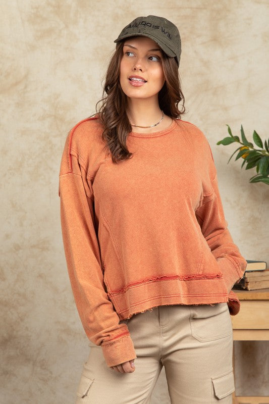 Vintage Mineral Washed Solid Knit Top