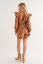 Load image into Gallery viewer, Soft Faux Leather Long Sleeve Romper
