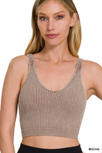 Load image into Gallery viewer, WASHED RIBBED CROPPED BRA PADDED TANK TOP
