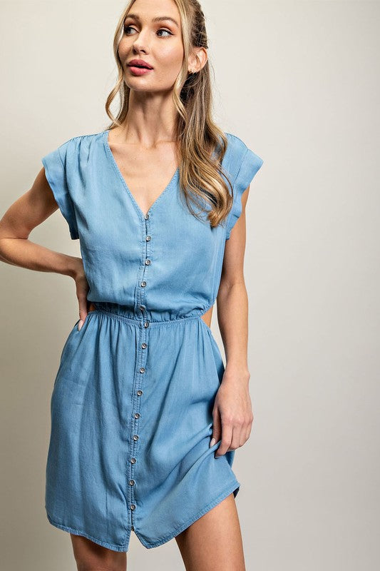 MINERAL WASHED SIDE SLIT MINI DRESS