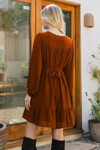 Load image into Gallery viewer, V-neck Mini Dress With Long Balloon Slee
