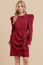 Load image into Gallery viewer, Satin Draped Ruffle Dress
