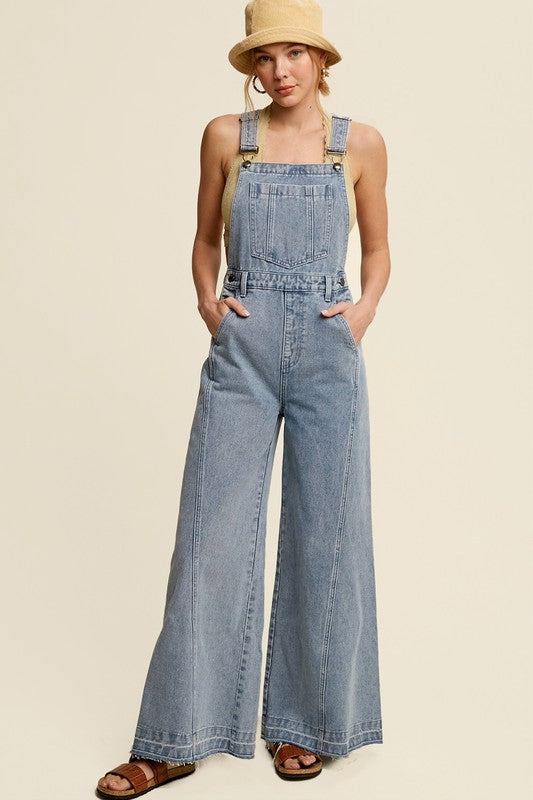 Wide Opening Denim Overalls