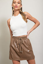 Load image into Gallery viewer, DRAWSTRING LEATHER MINI SKIRT
