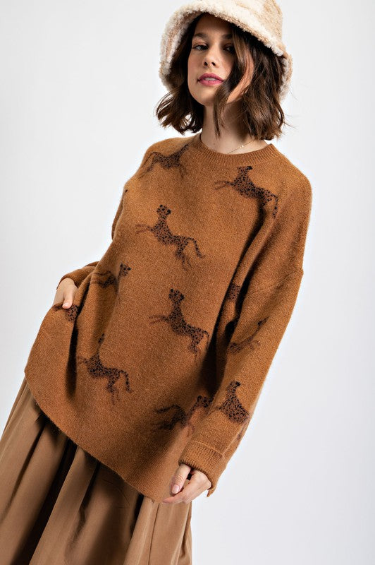 PLUS CHEETAH PATTERNED SWEATER