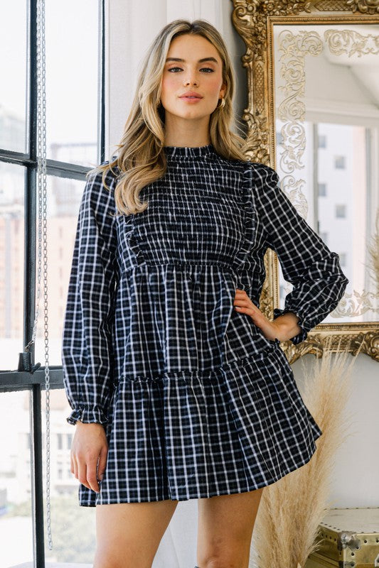 Plaid Babydoll Mini Dress