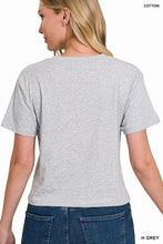 Load image into Gallery viewer, Cotton Crew Neck Short Sleeve Cropped T-Shirt
