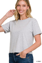 Load image into Gallery viewer, Cotton Crew Neck Short Sleeve Cropped T-Shirt

