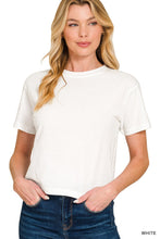 Load image into Gallery viewer, Cotton Crew Neck Short Sleeve Cropped T-Shirt
