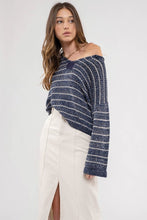 Load image into Gallery viewer, STRIPED DROP SHOULDER KNIT SWEATER
