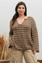 Load image into Gallery viewer, PLUS STRIPED DROP SHOULDER KNIT SWEATER
