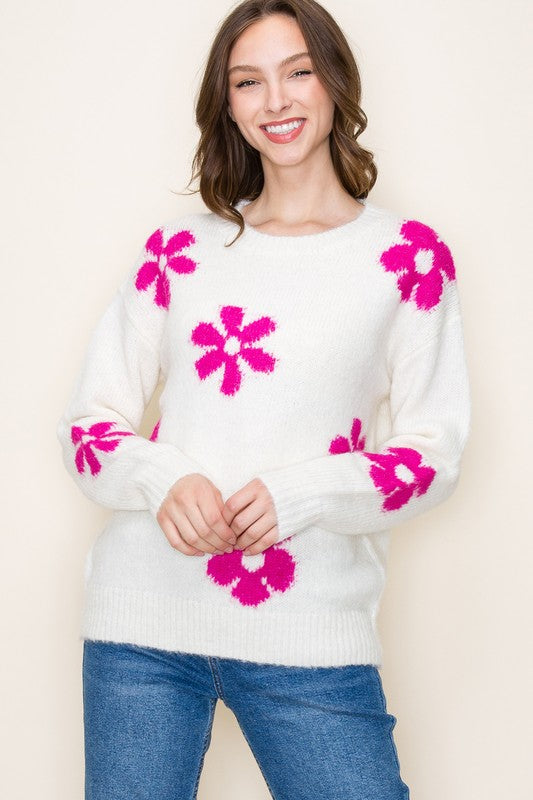 DAISY PATTERN, PULLOVER SWEATER