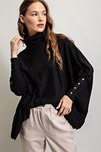 Load image into Gallery viewer, BUTTON CUFF DOLMAN TURTLE NECK TOP

