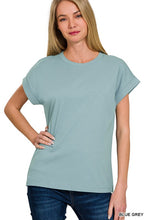 Load image into Gallery viewer, COTTON FOLDED SLEEVE T-SHIRT
