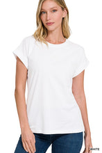 Load image into Gallery viewer, COTTON FOLDED SLEEVE T-SHIRT
