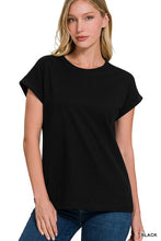 Load image into Gallery viewer, COTTON FOLDED SLEEVE T-SHIRT
