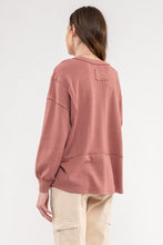 Load image into Gallery viewer, SOLID PATCHWORK SPLIT NECK KNIT TOP

