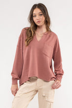 Load image into Gallery viewer, SOLID PATCHWORK SPLIT NECK KNIT TOP
