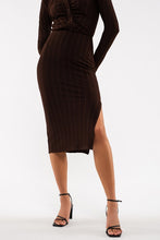 Load image into Gallery viewer, STRIPED SIDE SLIT MIDI SKIRT (part of a set)
