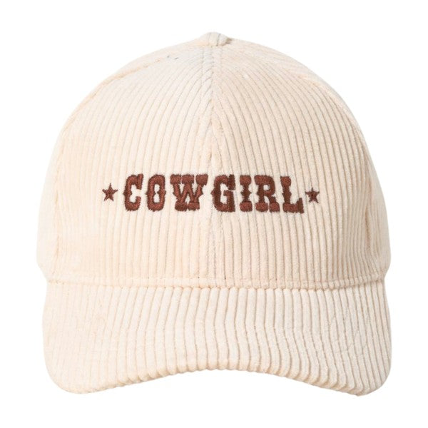 COWGIRL corduroy baseball hat.