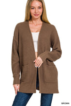 Load image into Gallery viewer, LOW GAUGE WAFFLE OPEN CARDIGAN SWEATER
